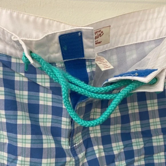 Original Penguin Blue Plaid Swim Trunks - Picture 6 of 8
